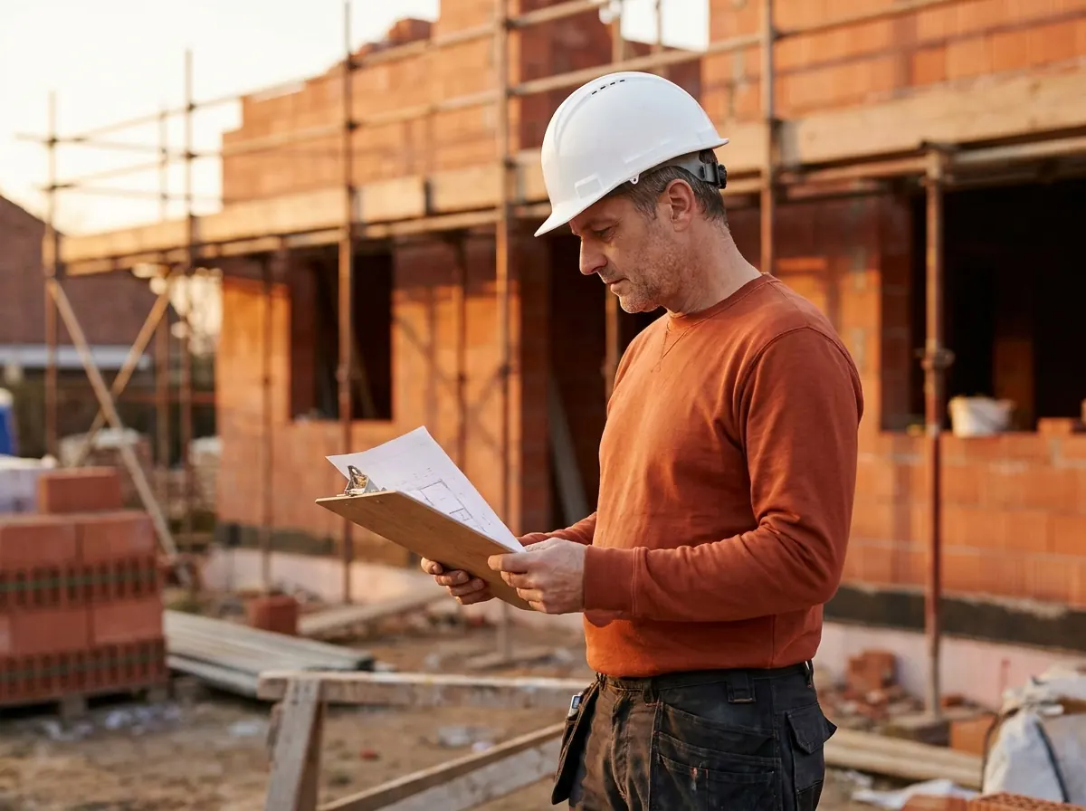 Bauarbeiter auf einer Rohbau-Baustelle